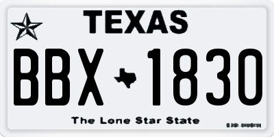 TX license plate BBX1830