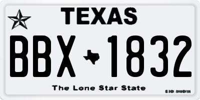 TX license plate BBX1832