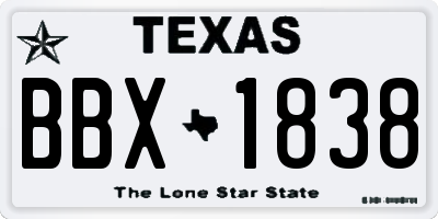 TX license plate BBX1838