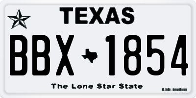 TX license plate BBX1854