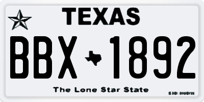 TX license plate BBX1892