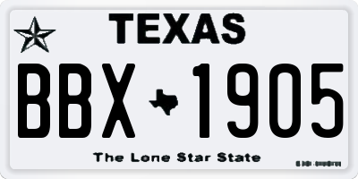 TX license plate BBX1905