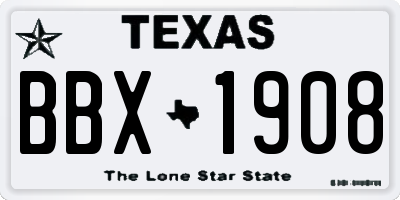 TX license plate BBX1908