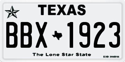 TX license plate BBX1923