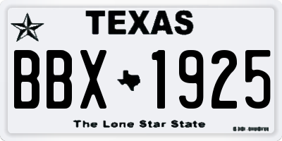TX license plate BBX1925