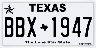 TX license plate BBX1947