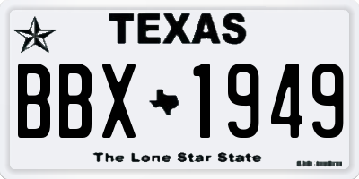 TX license plate BBX1949