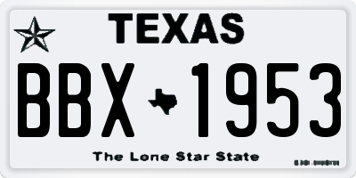 TX license plate BBX1953