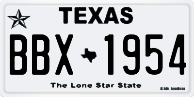 TX license plate BBX1954
