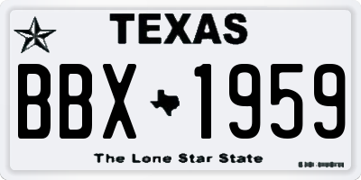 TX license plate BBX1959