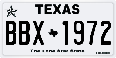 TX license plate BBX1972