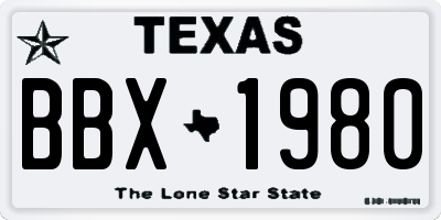 TX license plate BBX1980
