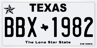 TX license plate BBX1982