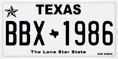 TX license plate BBX1986