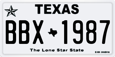 TX license plate BBX1987