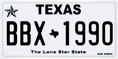 TX license plate BBX1990