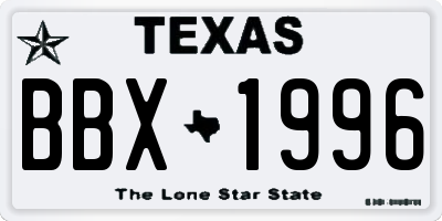 TX license plate BBX1996