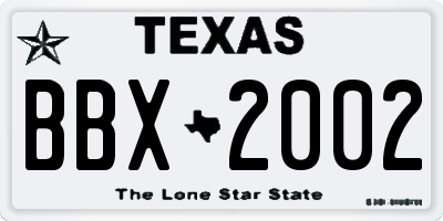 TX license plate BBX2002
