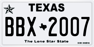 TX license plate BBX2007