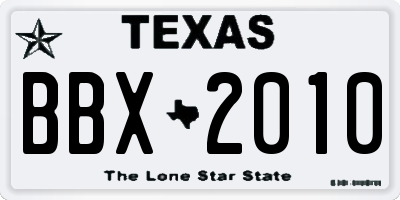 TX license plate BBX2010