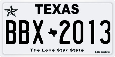 TX license plate BBX2013