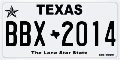 TX license plate BBX2014
