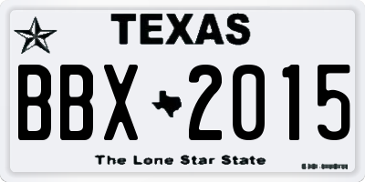 TX license plate BBX2015