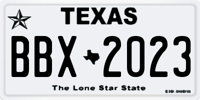 TX license plate BBX2023