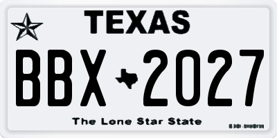 TX license plate BBX2027