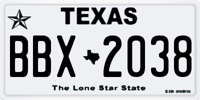 TX license plate BBX2038