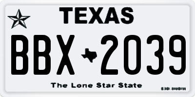 TX license plate BBX2039