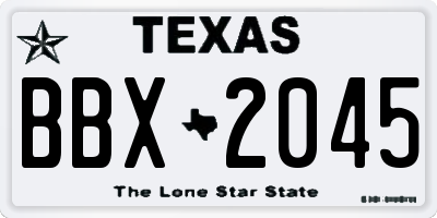 TX license plate BBX2045