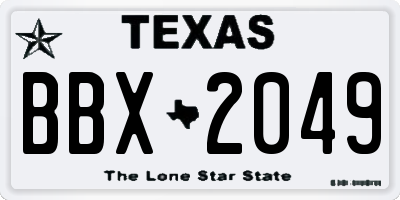 TX license plate BBX2049