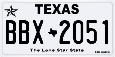 TX license plate BBX2051