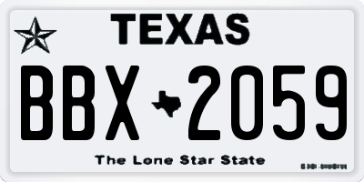 TX license plate BBX2059