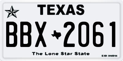 TX license plate BBX2061