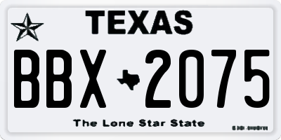 TX license plate BBX2075