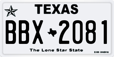 TX license plate BBX2081