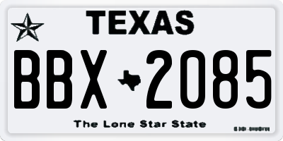 TX license plate BBX2085