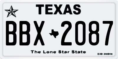 TX license plate BBX2087