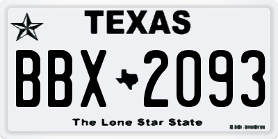 TX license plate BBX2093