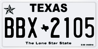 TX license plate BBX2105