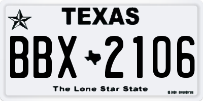 TX license plate BBX2106