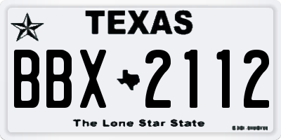 TX license plate BBX2112