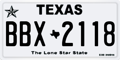 TX license plate BBX2118