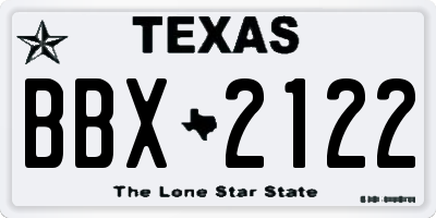 TX license plate BBX2122