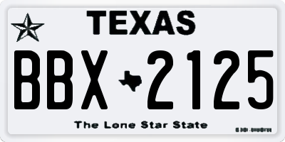 TX license plate BBX2125