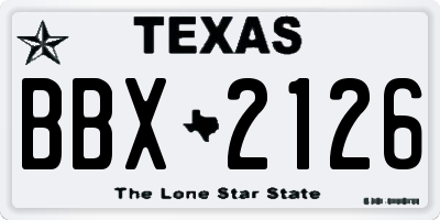 TX license plate BBX2126