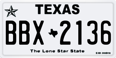 TX license plate BBX2136