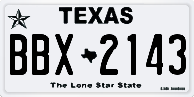 TX license plate BBX2143